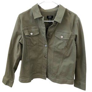 Jones New York Signature Women's Denim Style Jacket Camo Green Size Medium